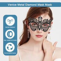 1 x Brand New Lady of Luck Metal Mask Venetian Mask Women s Ball Masks Eye Mask Masquerade Ball Mask Venetian Black - RRP €16.72