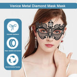 1 x Brand New Lady of Luck Metal Mask Venetian Mask Women s Ball Masks Eye Mask Masquerade Ball Mask Venetian Black - RRP €16.72