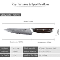 1 x RAW Customer Returns TURWHO paring knife Damascus 12.7cm Damascus knife fruit knife, pointed blade, Japanese Damascus stainless special steel ergonomic handle - RRP €49.99