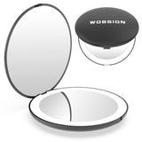 1 x RAW Customer Returns Wobsion Mini LED Handbag Mirror, LED Small Mirror 10x with Light, 3.5 Inch, Handbag Mirror, Portable Mirror, Gift for Girl, Compact Folding, Travel Mirror, Black - RRP €11.8