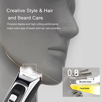 1 x RAW Customer Returns Hair clipper for men, 11-in-1 professional hair clipper, long hair trimmer for battery and mains operation, beard trimmer, hair trimmer with ceramic titanium blades, 28 lengths and 7 attachments - RRP €34.27