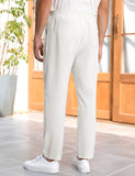 1 x RAW Customer Returns heekpek Pants Men Casual Cotton Summer Pants Comfortable Pants Men Lightweight Loose Fit Leisure Pants Beach Pants Men, White, XL - RRP €25.99