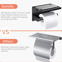 1 x RAW Customer Returns Sunvito toilet paper holder without drilling, toilet paper holder with shelf, self-adhesive toilet roll holder, SUS304 stainless steel toilet paper holder, wall-mounted roll holder for bathroom, toilet, kitchen - RRP €11.28