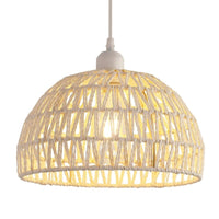 1 x RAW Customer Returns Comely rattan pendant light, boho hanging lamp dining room with E27 lamp holder, hand-woven rattan lampshade, suitable for bedroom, living room, hallway, kitchen, white - RRP €39.31