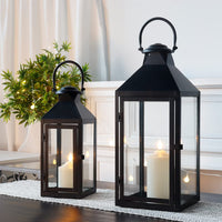 1 x RAW Customer Returns JHY DESIGN Set of 2 Decorative Lanterns 44.5 cm 24 cm High Lanterns Outdoor Black Candle Lanterns Large Hanging Lantern for Indoor Events Parity Weddings Vintage Style Decorative Black  - RRP €65.53