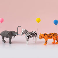 1 x Brand New Cake Decoration Safari Jungle Cake Topper Animal Party Decorations Elephants, Tigers and Zebras with Mini Birthday Party Hat Color Balloons Cake Toppers Happy Birthday Cake Toppers 3 Tier  - RRP €12.1