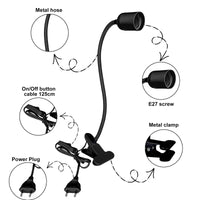 1 x RAW Customer Returns Nizirioo E27 lamp holder with clip 2 pieces E27 clamp light 360 adjustable gooseneck, E27 clamp light long cable with switch and plug, black without bulb  - RRP €18.65