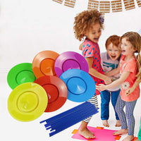 1 x RAW Customer Returns Laluky Spinning Plate with Wooden Sticks, Circus Performance Spinning Plates, Complete Juggling Set, Juggling Skills Turntable Set for Boys Girls Colorful  - RRP €27.22