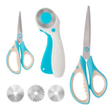 1 x RAW Customer Returns MANUFORE tailor s scissors rotary cutter set with multi-purpose fabric scissors soft handles 26cm 14cm and 45mm rotary cutter with three replacement round blades for fabric, paper, leather - RRP €15.12