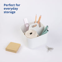 1 x RAW Customer Returns BLUE GINKGO Multipurpose Basket Organizer - Stackable Plastic Basket with Handle Cleaning Basket, Craft Basket, Desk Basket, Art and Makeup Storage Square - White - RRP €19.67