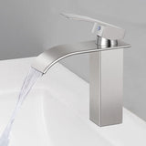 1 x RAW Customer Returns DJS bathroom faucet, waterfall bathroom faucet, wash basin faucet waterfall with spout height 110 mm, stainless steel mixer tap wash basin for hot and cold water, Nicke - RRP €41.74