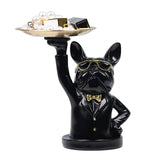 1 x RAW Customer Returns suruim French Bulldog Tray Decoration Statue, Dog Sculpture, Dog Decorative Figure Storage Tray Statue With Tray Black -1  - RRP €29.71