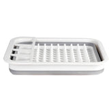 1 x RAW Customer Returns Foldable dish drainer with drain board.Foldable drying rack set-Portable dish organizer with space-saving kitchen shelf gray  - RRP €21.07