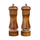 1 x RAW Customer Returns Haomacro pepper mill and salt mill set, spice mills set of 2, salt and pepper mill made of natural wood with ceramic grinder, H 16.5 cm, brown - RRP €19.66