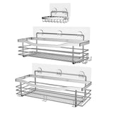 2 x RAW Customer Returns Orimade shower caddy without drilling with soap basket and 5 hooks - shower shelf for the shower bathroom, kitchen shelf organizer soap basket - self-adhesive shower caddy without drilling - stainless steel - 3 pack - RRP €64.48