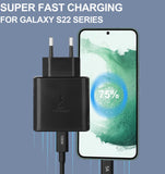 1 x RAW Customer Returns Fast charger 45 w USB C charger compatible with Samsung Galaxy S24 S23 S22 S22 Ultra S21 Ultra S20 Ultra 5G Note10 Galaxy Tab S8 S8 S8 Ultra Tab S7 S7 S7 FE with charging cable type C 2m black  - RRP €18.18