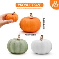 2 x Brand New GLAITC Artificial Pumpkins, 12 Pieces Assorted Pumpkins Orange White Green Pumpkins Fall Harvest Mini Pumpkins Fake Pumpkins for Halloween Thanksgiving Fireplace Wedding Table Decorations - RRP €24.2