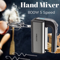 1 x RAW Customer Returns SOKANY 800W hand mixer stainless steel kneader hand mixer, 5 speeds with exit button, hand mixer with 2 dough hooks 2 whisks SK-6651  - RRP €39.99