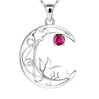 1 x Brand New JO WISDOM Women s Necklace Rabbit Star Moon Silver 925 Necklace Pendant with 3A Zirconia July Birthstone Ruby Red Color, Jewelry for Women - RRP €50.2