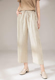 1 x RAW Customer Returns Cegerne Women s Linen Summer Pants Lightweight Wide Leg Palazzo Culottes Pants with Drawstring, Khaki02, L - RRP €36.29