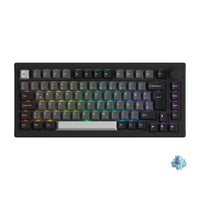 1 x RAW Customer Returns Akko Gasket Mechanical Keyboard 3-Mode, ISO-DE UK Nordic Layout, 75 RGB Gaming Keyboard with Hot-Swap Tactile Switch, Cherry PBT Keycap, Programmable with Rotary Knob 5075B Plus, Black Silver  - RRP €119.99