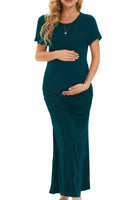 1 x RAW Customer Returns Smallshow Maternity Dresses Women Long Side Split Maternity Clothing Teal M - RRP €34.99