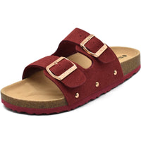 1 x RAW Customer Returns ONCAI Sandals Women s Cork Footbed Mules Women s Flat Non-Slip Summer Slides with Adjustable Strap Red Size 41 - RRP €29.99