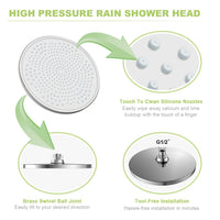 1 x RAW Customer Returns 10 Inch Rain Shower Head Rain Shower Watersaving YUANNY Overhead Shower with 324 Anti-Limescale Nozzles Adjustable Built-in Shower Heads Bathroom Large Overhead Shower Round Diameter 26 cm Chrome - RRP €25.2