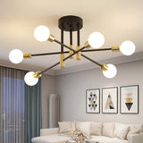 1 x RAW Customer Returns Industrial Bedroom E27 Ceiling Lights Modern Suspension Living Room Chandelier Black Metal Sputnik Ceiling Lamp Adjustable Angle 180 6 Lights Semi-Flushlight - RRP €58.7