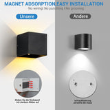 1 x RAW Customer Returns Meinice Pack of 2 4000 mAh Battery Wall Lights with Motion Sensor Indoors, 6 W USB Rechargeable Wall Lamp Battery Operated, Wall Lamp without Power Connection Wall Light with Switch, Warm White Black  - RRP €60.49