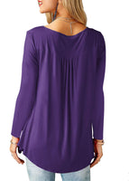 1 x RAW Customer Returns Amoretu Long Sleeve T-Shirts Women s Long Sleeve T-Shirt Pleated Blouse Purple S - RRP €24.99