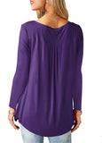 1 x RAW Customer Returns Amoretu Long Sleeve T-Shirts Women s Long Sleeve T-Shirt Pleated Blouse Purple S - RRP €24.99