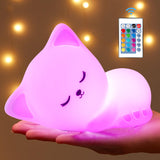 2 x RAW Customer Returns Night light children night light baby kawaii , 9 colors night light baby nursing light dimmable, kawaii cat  baby room  children night light baby night light battery, kawaii night light children - RRP €33.8