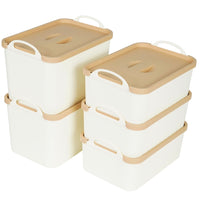 1 x RAW Customer Returns Belle Vous White Plastic Storage Box with Lid Pack of 5 - Small Storage Boxes for Kitchen, Shelves, Office, Bathroom or Wardrobe - Box with Lid - RRP €33.49