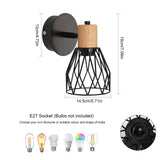 1 x RAW Customer Returns Indoor Wall Light Edison Lamp Vintage Industrial Cage Wall Lamp Ceiling Lighting for Kitchen, Living Room, Bar, Restaurant Attic Metal E27 Black 2 pieces  - RRP €30.0