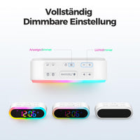 1 x RAW Customer Returns REACHER Colorful LED digital alarm clock with 2 alarm times, colorful night light, dimmable, 7 alarm tones, adjustable alarm volume, day of the week, compact clock bedside table,  alarm clock for children girls, boys - RRP €26.99