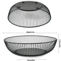 1 x RAW Customer Returns FOCCTS 2 Pieces Fruit Bowls Metal Wire Black 28 x 15 x 7.5 cm Metal Fruit Basket Rounded Design Openwork Storage for Vegetables Fruit Bread Black Semicircle  - RRP €25.99