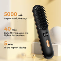 1 x RAW Customer Returns Cordless straightening brush, mini hair straightener brush, UKLISS USB portable negative ion hair straightener brush, 130-210 straightening iron comb, LCD display temperature, 15 min automatic shutdown, safety - RRP €42.56