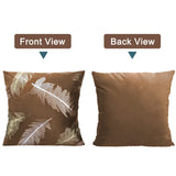 1 x Brand New Idocolors velvet cushion cover 45 x 45 cm set of 2 decorative cushion covers with feather pattern sofa cushions decorative cushion covers for living room bedroom, brown - RRP €16.67