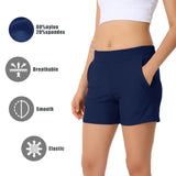 1 x RAW Customer Returns Women s Swim Shorts, Adjustable High Waist Swimwear Swim Shorts, Drawstring Pants with Pockets Quick Dry Bikini Shorts for Beach Sea Swimming Surfing L Free Navy - RRP €24.0