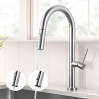 1 x RAW Customer Returns ARCORA pull-out kitchen faucet, high pressure kitchen faucet made of stainless steel, 360 swiveling kitchen faucet, kitchen mixer tap with ceramic cartridge, leak-proof, 2 jet types, brushed nickel - RRP €67.55