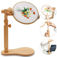 3 x RAW Customer Returns guofa Wooden Embroidery Hoop Holder, Rotating Embroidery Hoop Stand, Wooden Cross Stitch Frame for Crafts, Hands-Free Embroidery Hoop Stand for Crafts, Sewing Projects - RRP €75.6