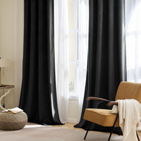 1 x RAW Customer Returns MIULEE Black Velvet Living Room Curtains with Eyelets, 2 Pieces Winter Velvet Curtains 140x260 CM W x H , Thermal Velvet Curtains for Bedroom, Soft Velvet Room Curtain - RRP €55.45