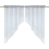 1 x RAW Customer Returns HeichkelL Voile Window Curtain Arch Set 2-Piece Small Window Curtain Drawstring Short Curtains Double Layer Kitchen Curtains White WxH 120x125 cm Each Piece  - RRP €27.22