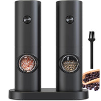 1 x RAW Customer Returns COKUNST Electric Salt and Pepper Mills Set, Battery Operated Black Pepper Mill with Base, 5 Coarse Levels Adjustable, Automatic Grinding with LED Light for BBQ Restaurant Kitchen - RRP €29.99