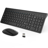 1 x RAW Customer Returns Italian Wireless Keyboard and Mouse, 2.4GHz Slim Ergonomic Keyboard Wireless 800 1200 1600 DPI Quiet Mouse, Wireless Keyboard with 2 in 1 Receiver for PC Laptop Windows Black  - RRP €20.4