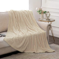 1 x RAW Customer Returns MIULEE Cuddly Blanket Fleece Blanket Flannel Blanket Solid Color Living Room Blankets Couch Blanket Fluffy Throw Microfiber Bedspread Sofa Blanket Blanket For Bed Sofa Bedroom Office 85x95Inch 220x240cm Beige - RRP €53.1