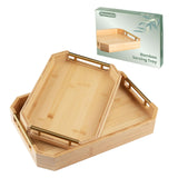 1 x RAW Customer Returns PARMEDU Bamboo Serving Tray Set of 2 Serving trays made of natural, thickened wood with ergonomic aesthetic metal handles for serving food, breakfast, tea, coffee, etc. - RRP €26.23