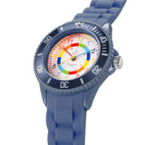 1 x RAW Customer Returns Alienwork Kids Learning Watch Children s Watch Boys Girls Navy Blue Silicone Strap Multicolored Children s Watch Waterproof 5 ATM Time Learning - RRP €23.59