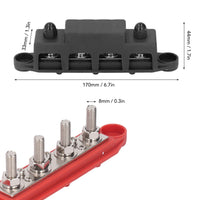 1 x RAW Customer Returns 2pcs Power Distribution Block 4 Terminal Bolts M8 Screw Bus Bar DC 48V 250A for Automobile Boat - RRP €24.8